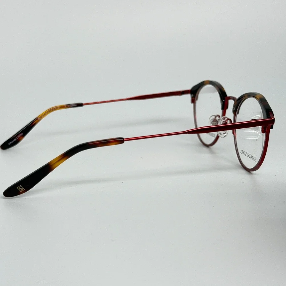 BCBGMAXAZRIA Astrid Wine Round Eyeglasses‎ Frame Stainless Steel Tortoiseshell